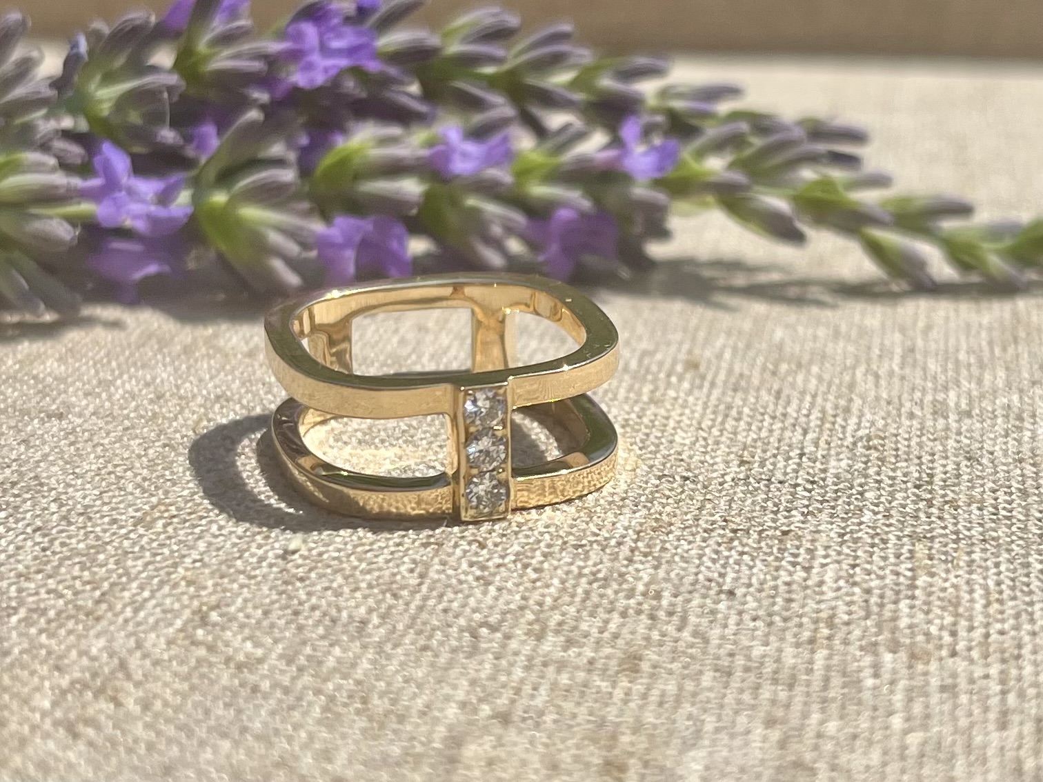 Bague carrée double anneau