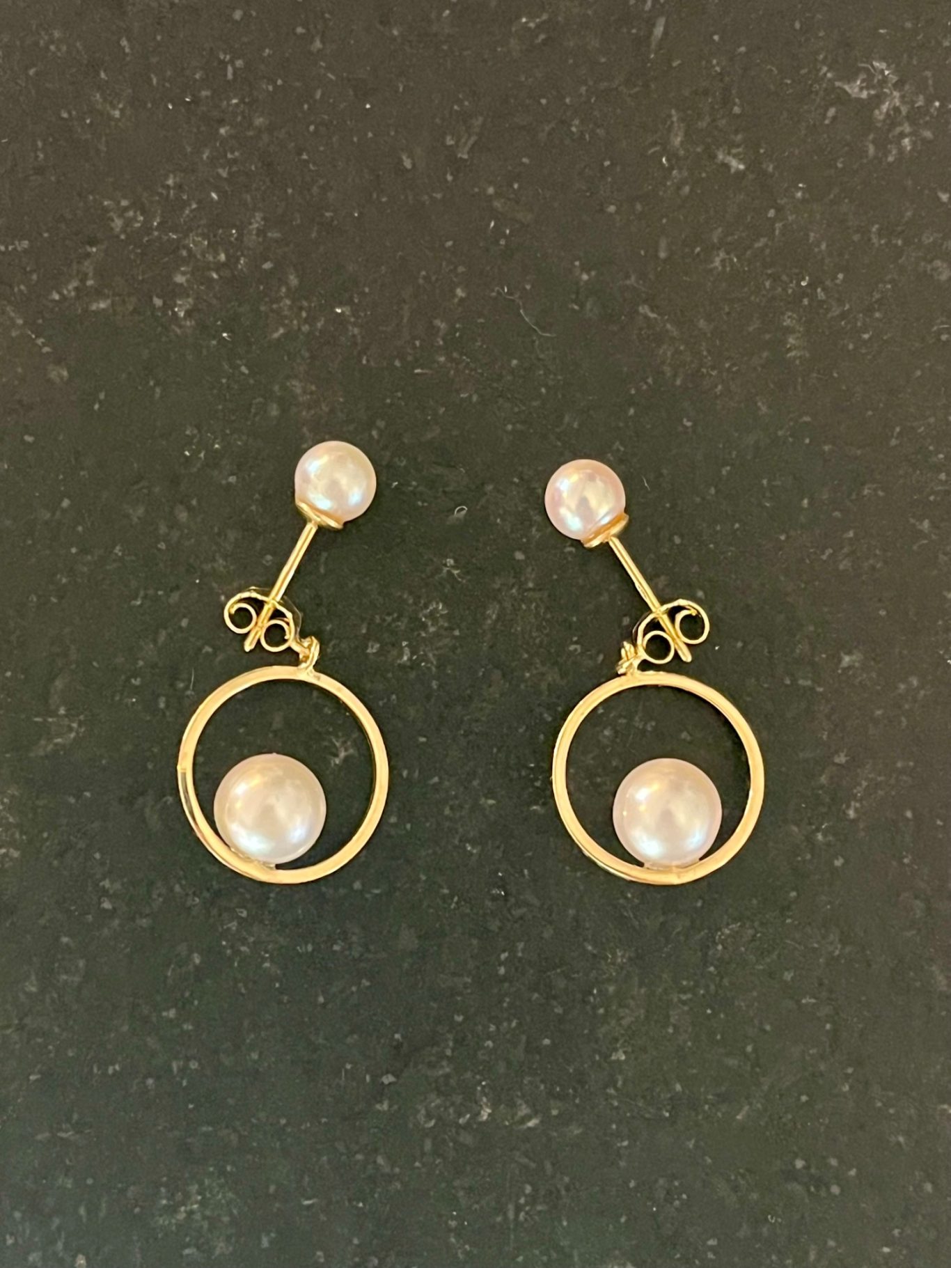 Boucles d'oreilles or et perles Boucles d'oreilles or jaune et perles