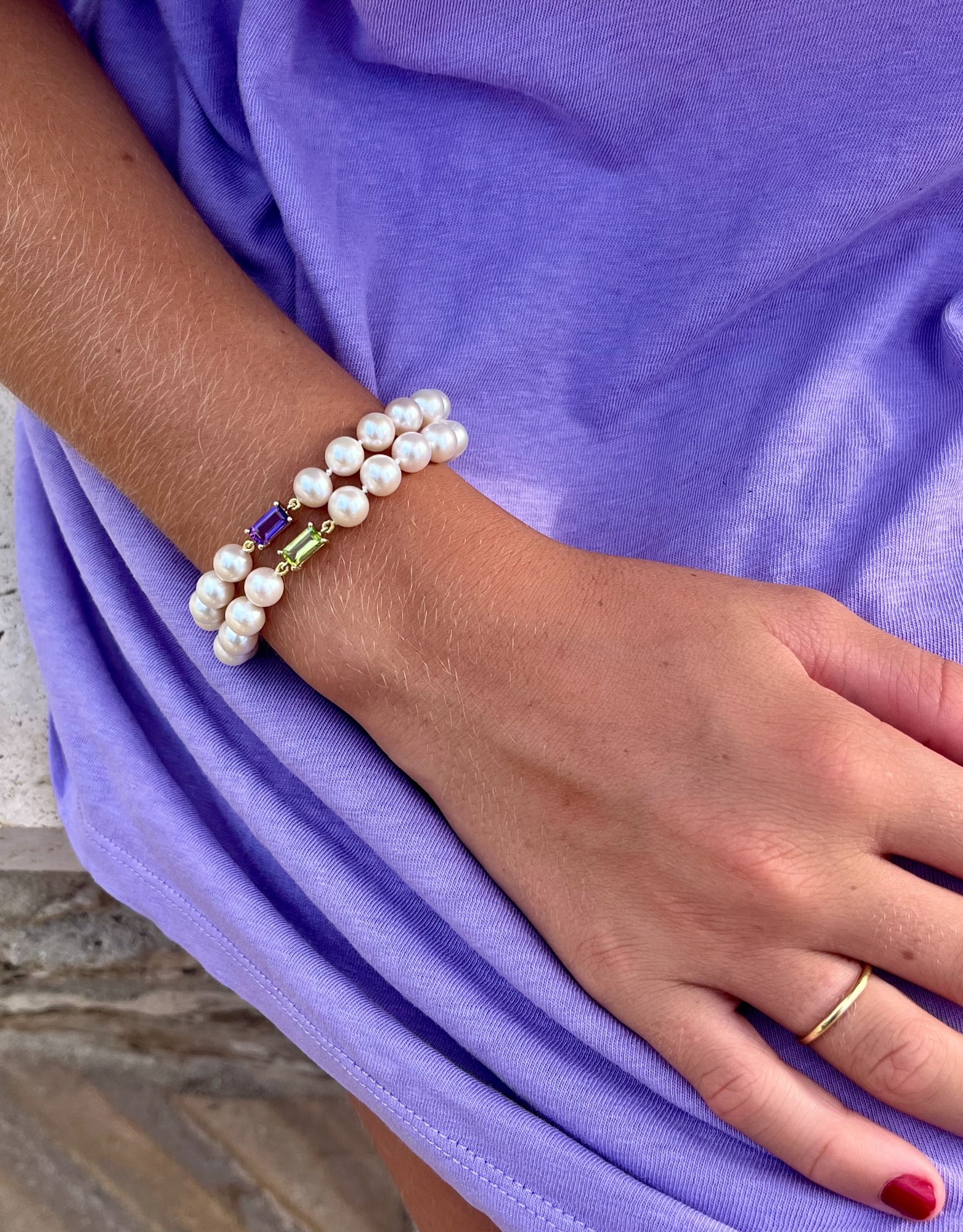 Bracelet de perles double rangs