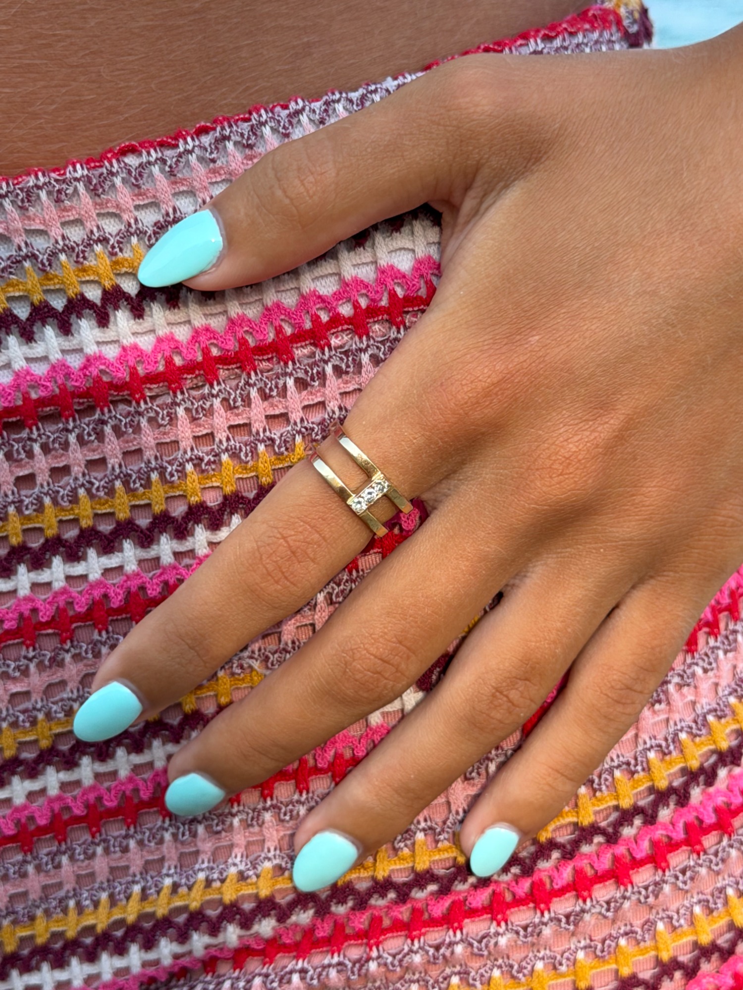 Bague diamants double anneau